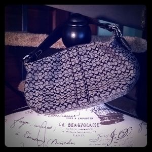 Coach Mini Shoulder Bag in Signature Black and Cream